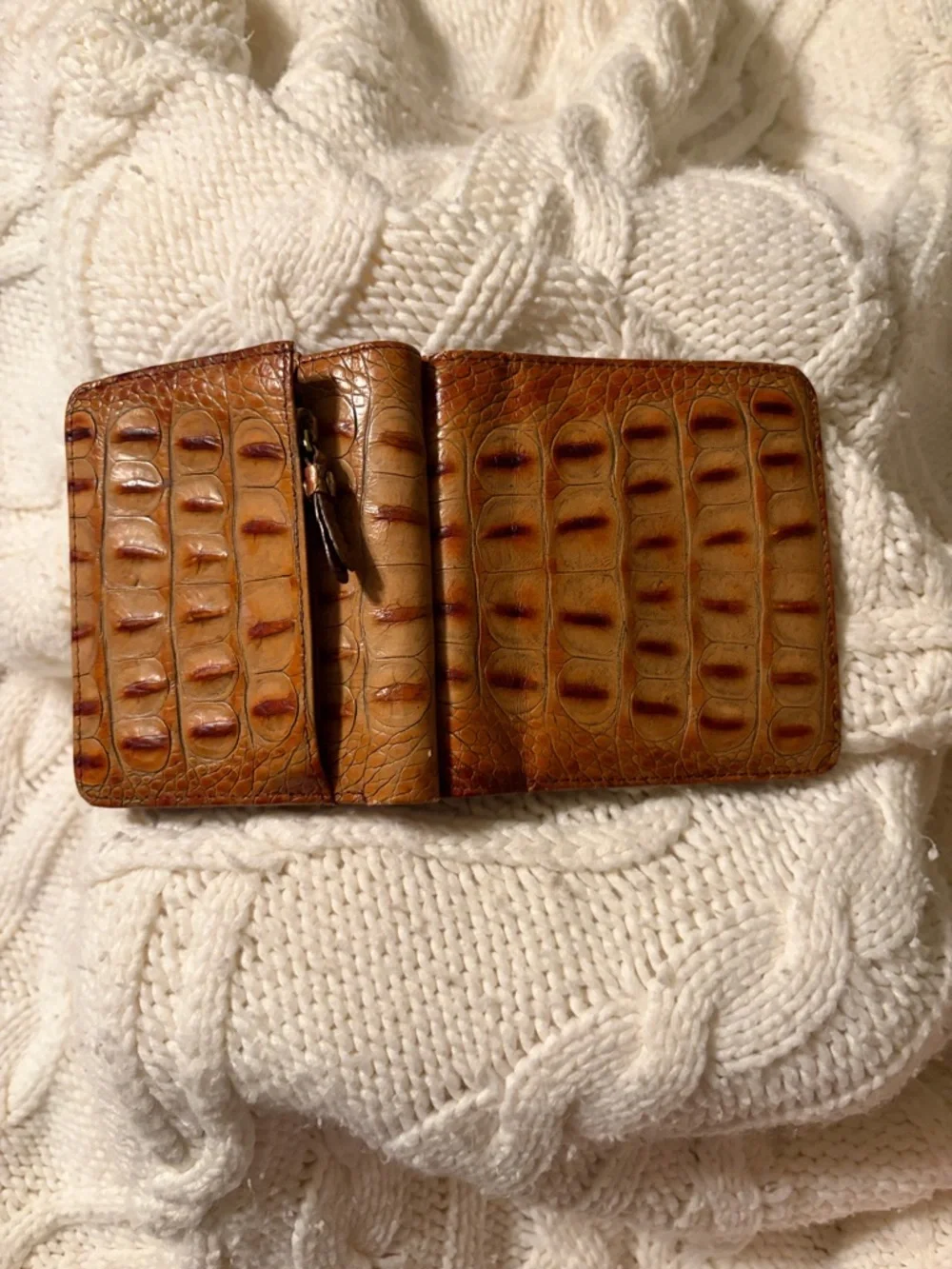 Men's Brown Croc-Embossed Leather Wallet
